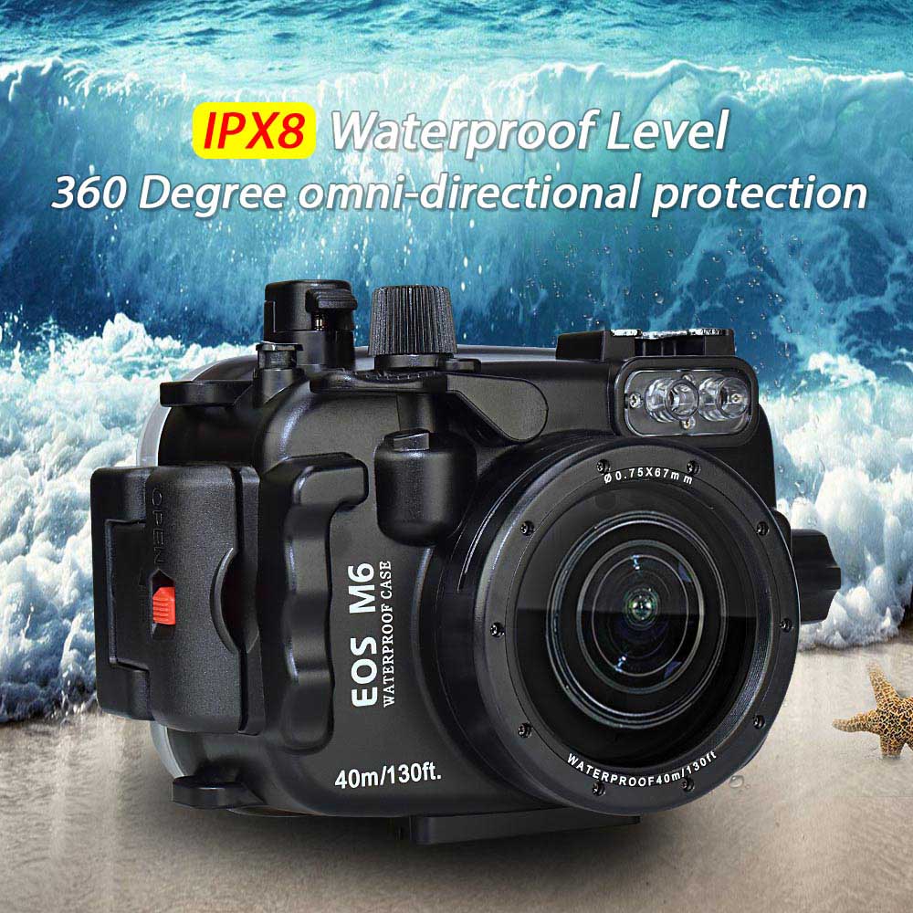 Canon EOS M6 ( 22mm ) 40m/130ft Sea Frogs Underwater Camera Housing