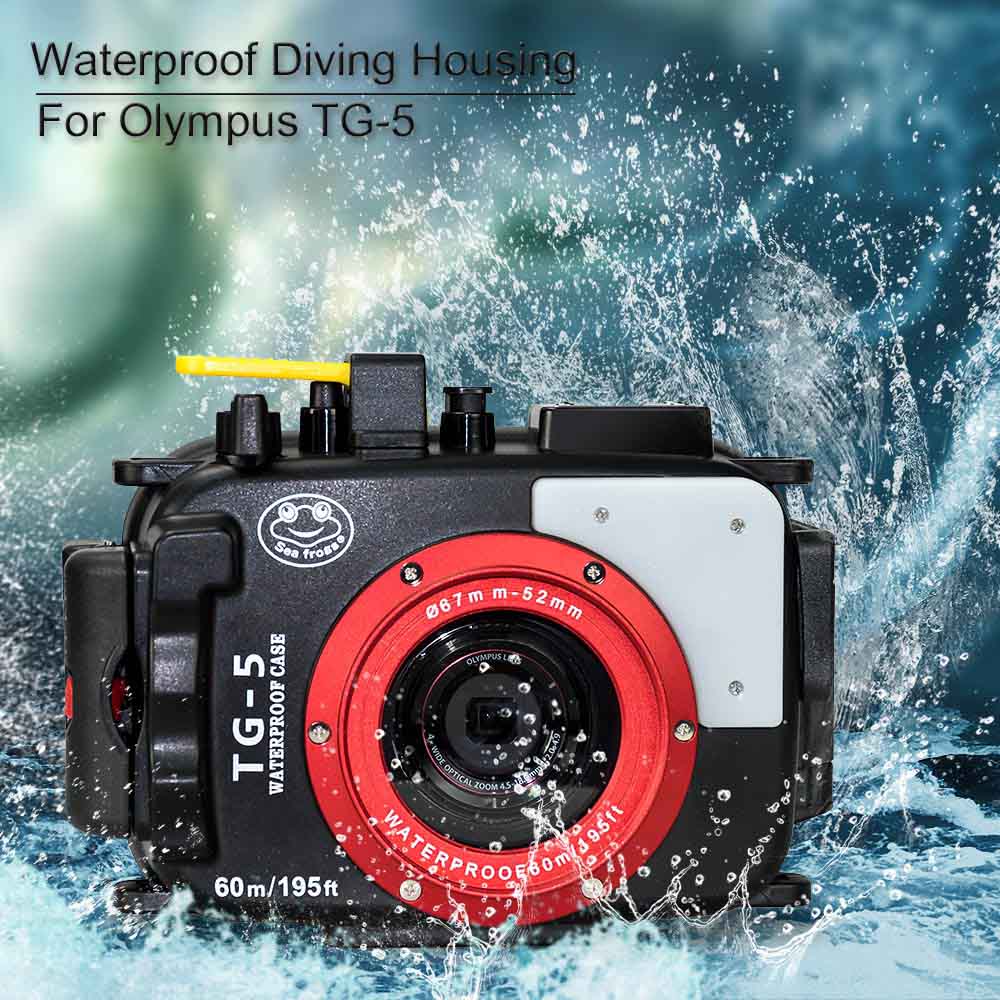 Seafrogs 60m/195ft Underwater Camera Housing for Olympus TG-5（black）