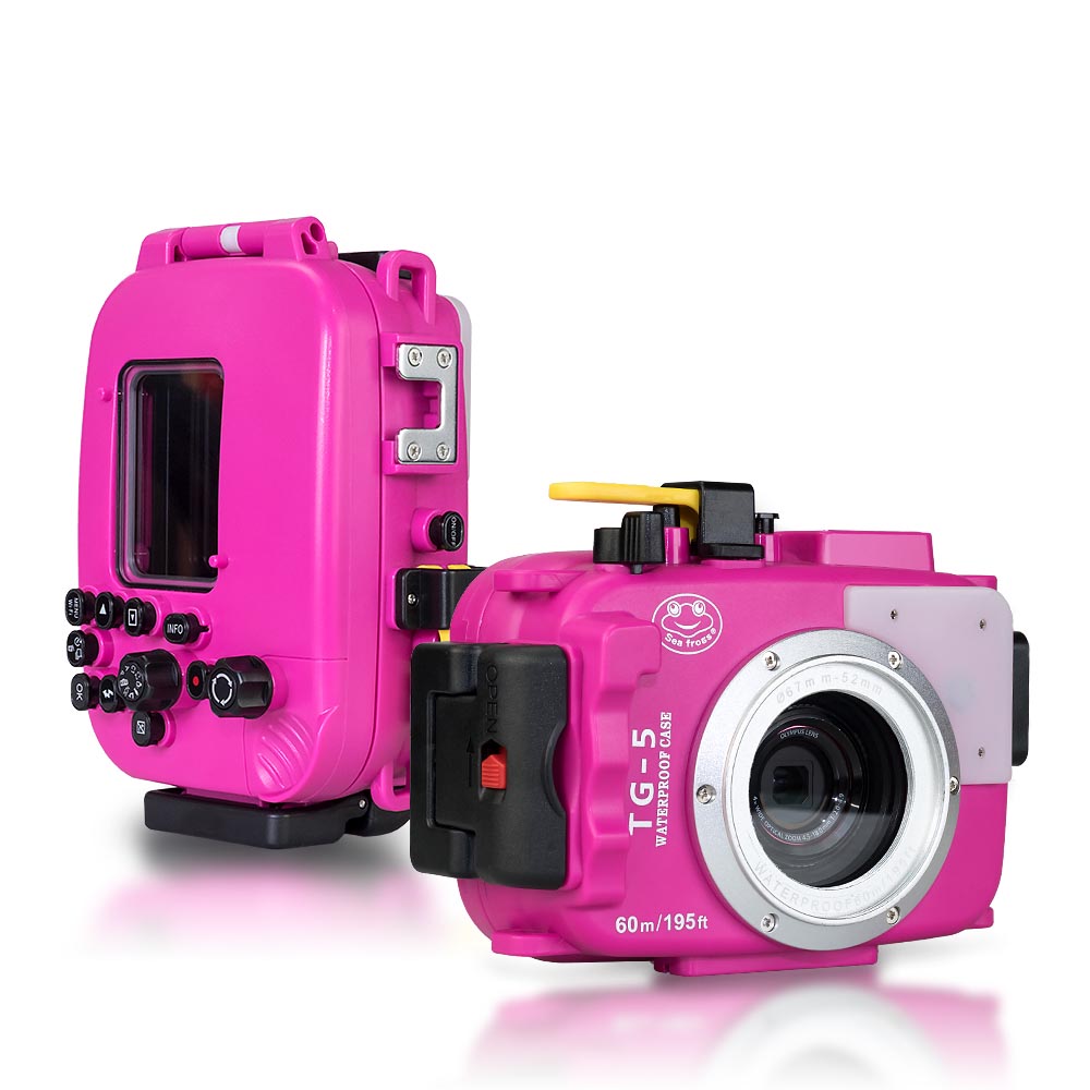 Seafrogs 60m/195ft Underwater Camera Housing for Olympus TG-5(Pink)