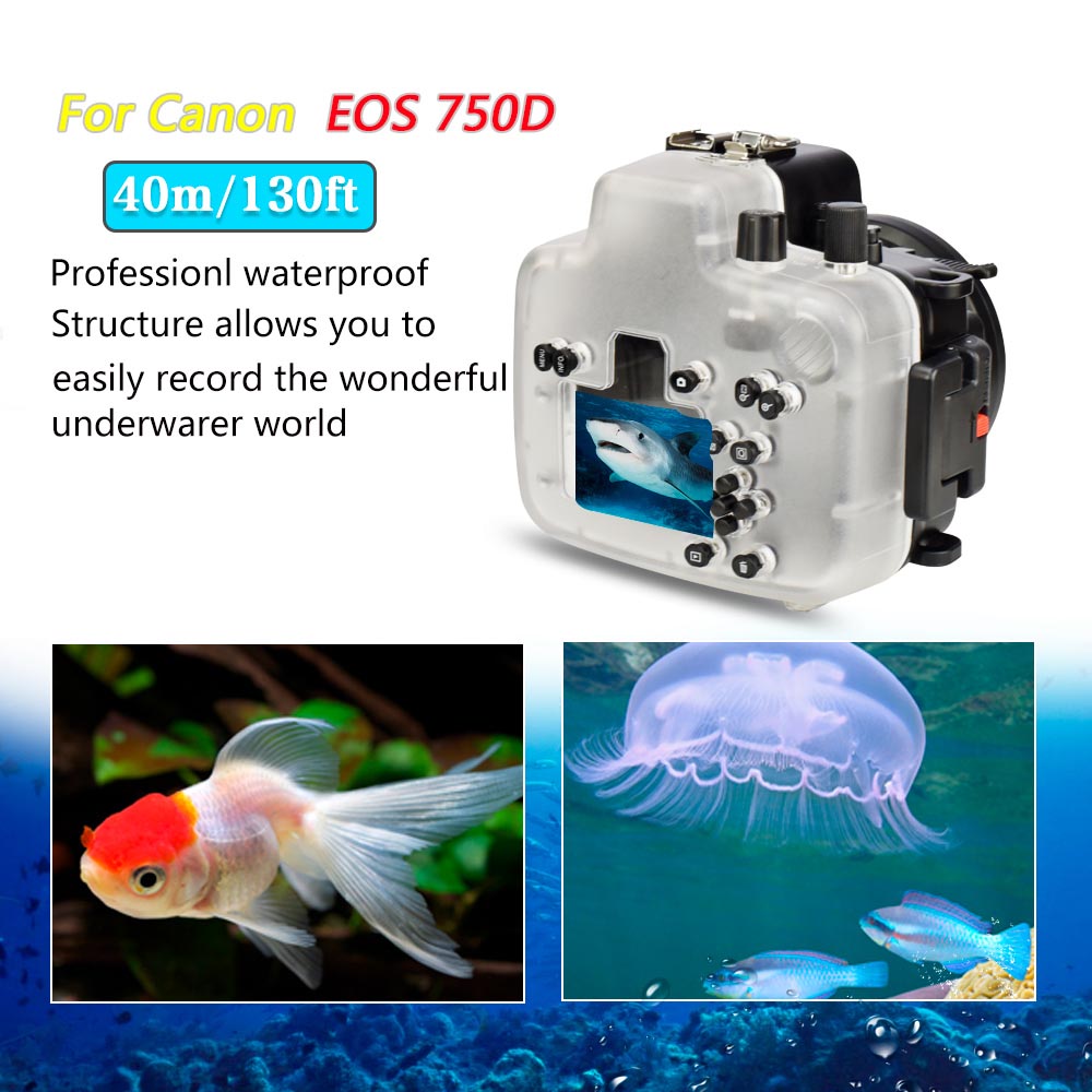 Sea Frogs 40M/130ft Underwater Camera Waterproof Housing For Canon 750D（18－55mm）
