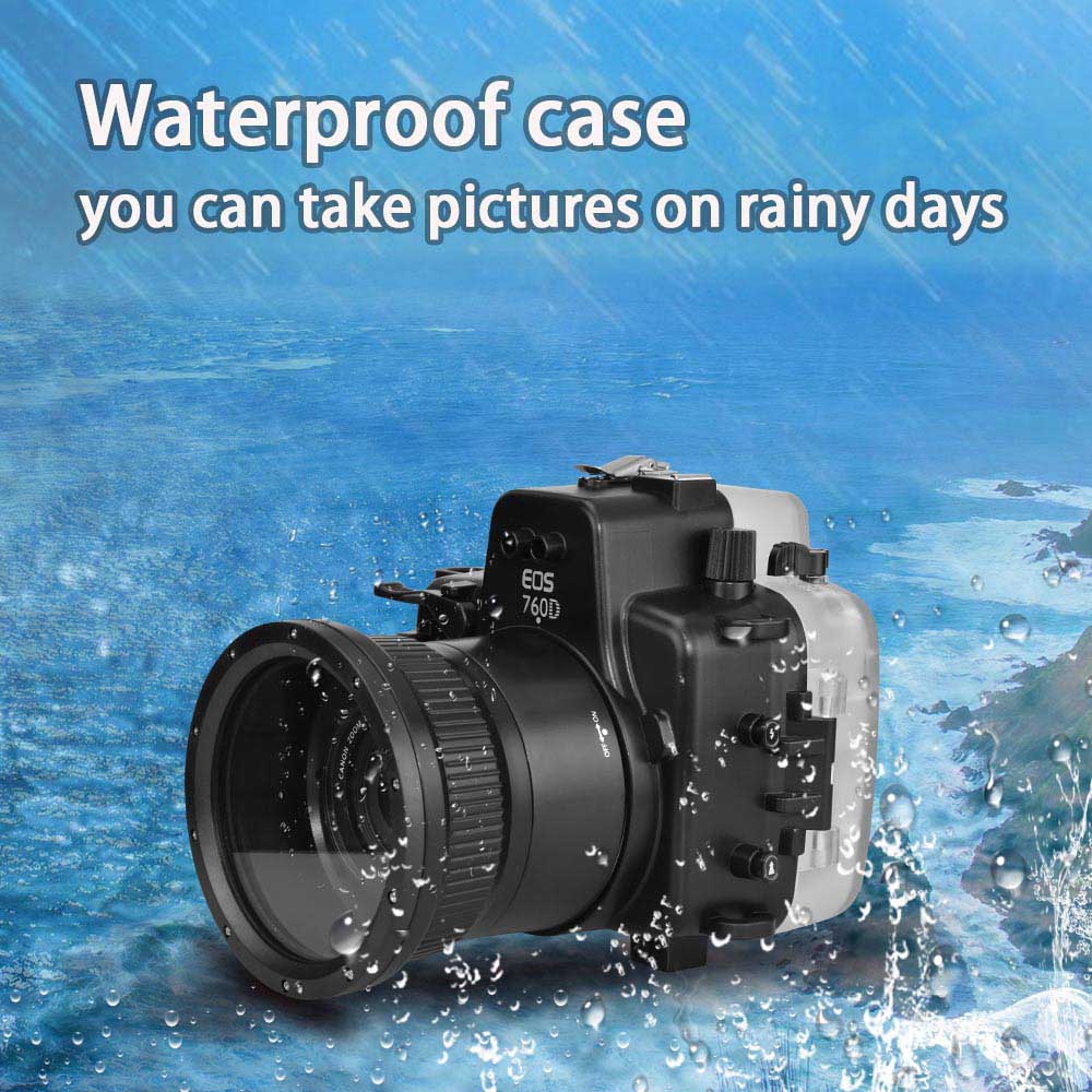 Sea Frogs 40M/130FT Underwater waterproof camera housing case for Canon 760D(18-135mm)