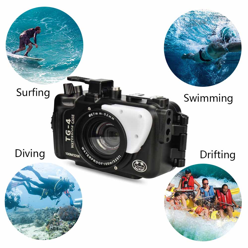 [未审核]Seafrogs 100m/325ft Underwater Camera Housing for Olympus TG-3&TG-4 Aluminum (Black)