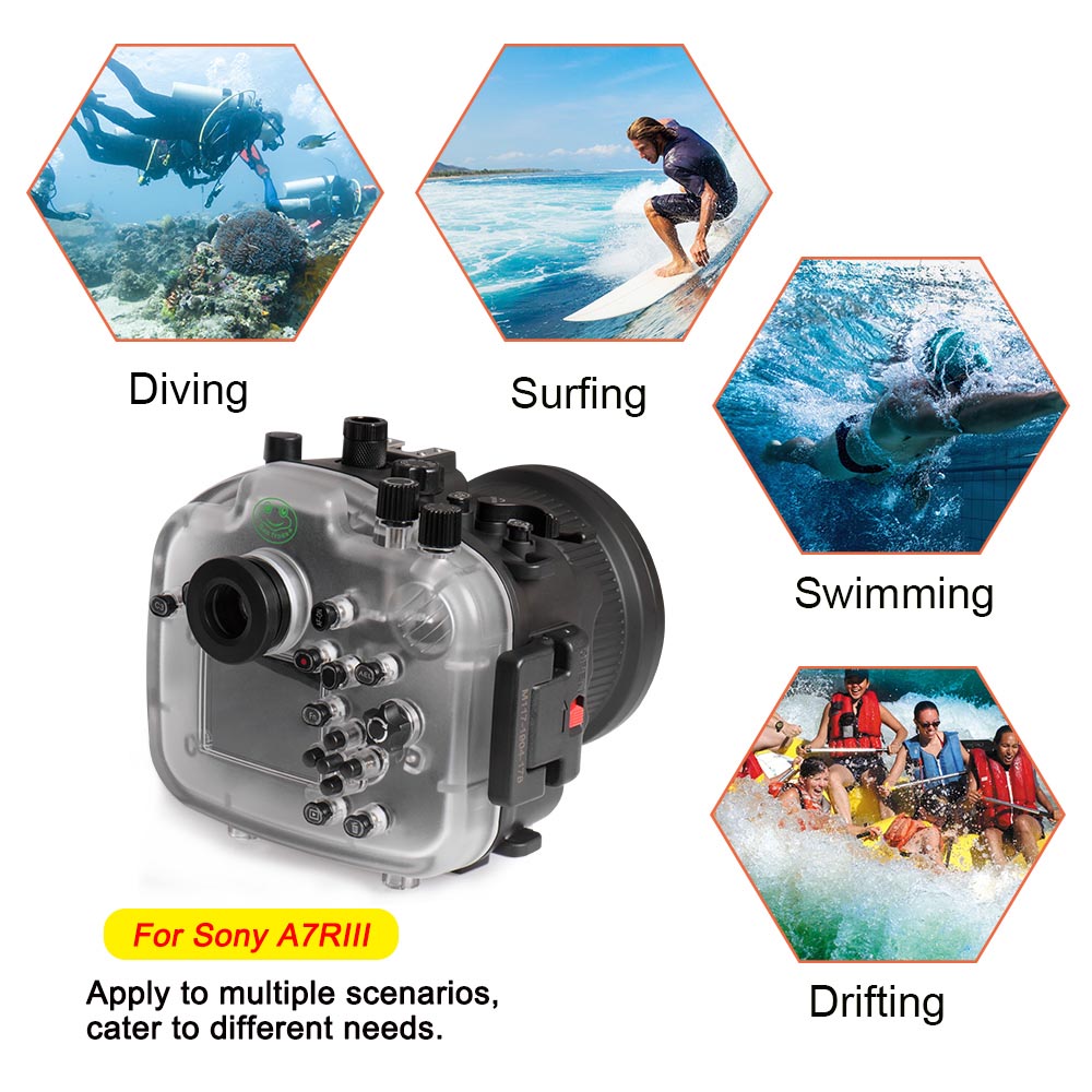 [未审核]Seafrogs 40M/130FT Underwater Camera Housing For Sony A7R III With Standard Port (28-70mm) Black