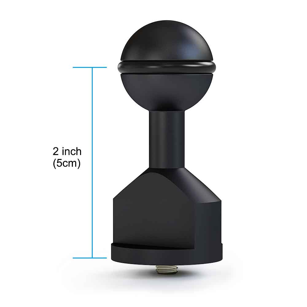 Male 1/4"-20 to 1" Ball Adapter Size: 2.5"/6.9cm
