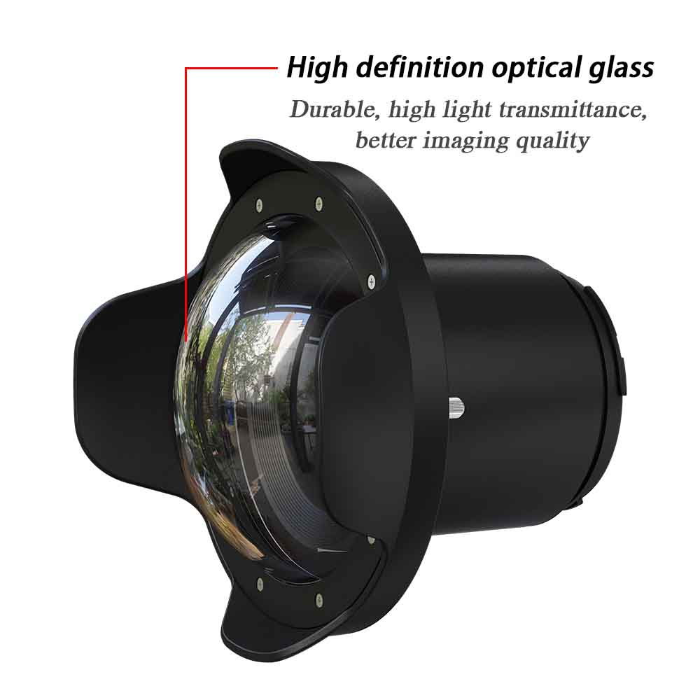 WA005-A  40M/130FT 6" inch wide angle dome port for waterproof camera case （φ 90mm* L 106mm）