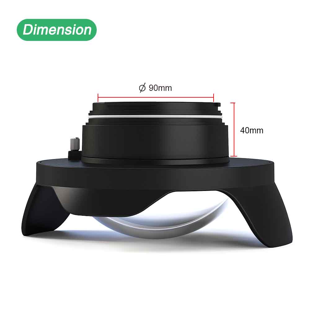 WA005-B  40M/130FT 6" inch wide angle dome port for underwater camera case （φ 90mm* L 40mm）
