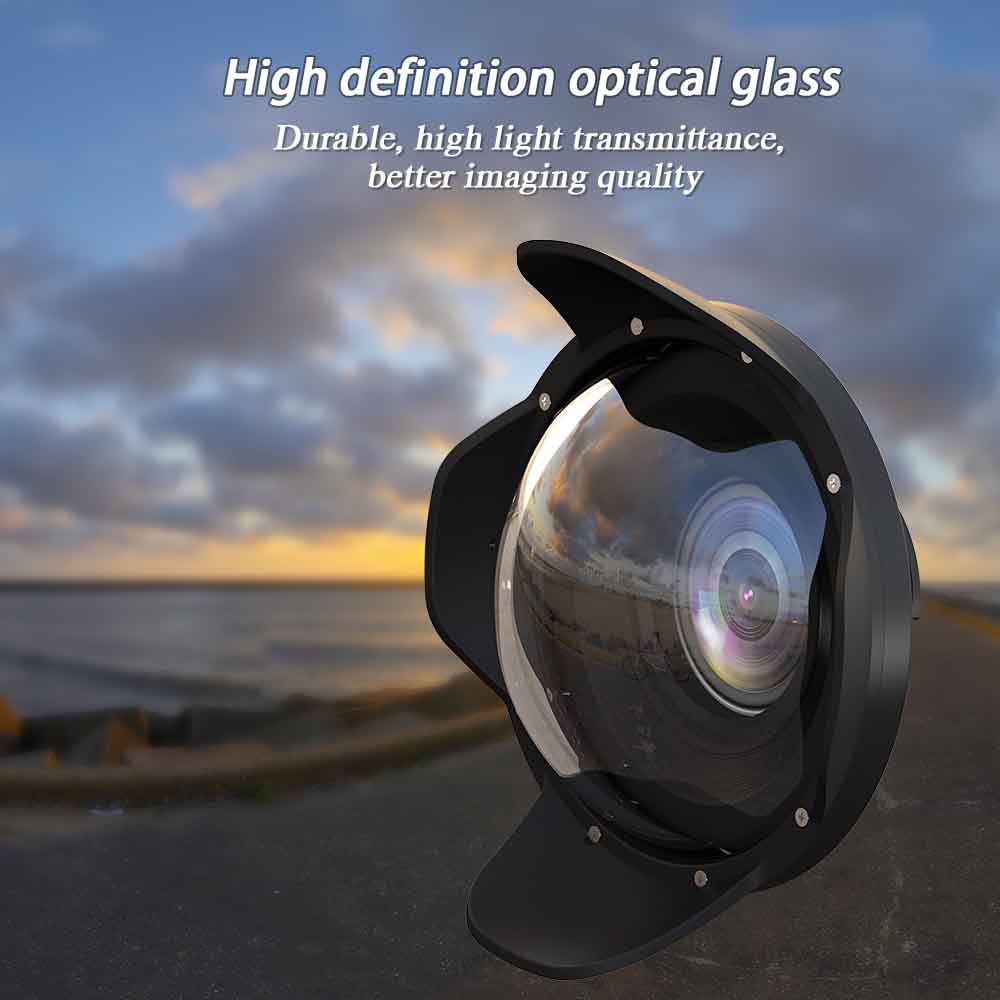 WA005-C  40M/130FT 6" inch wide angle dome port for diving camera case （φ 70mm* L 36mm）
