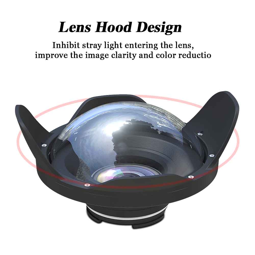 WA005-C  40M/130FT 6" inch wide angle dome port for diving camera case （φ 70mm* L 36mm）