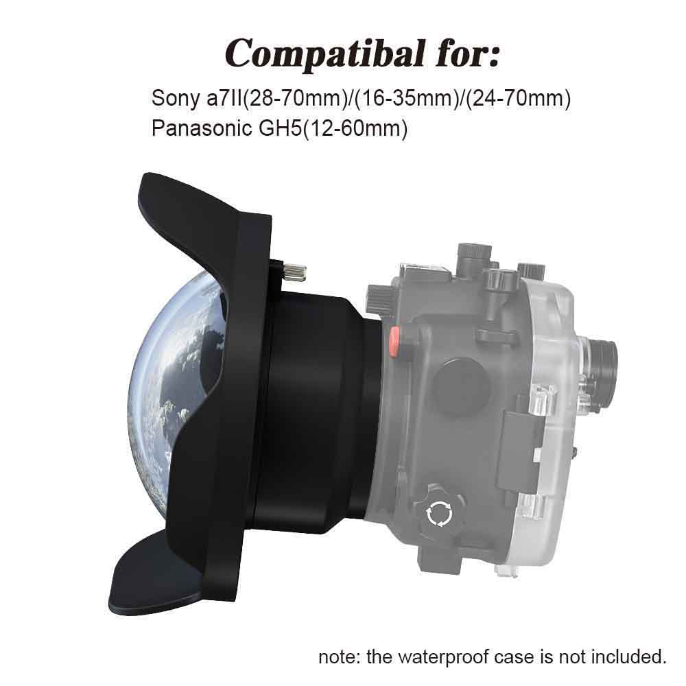 WA005-E  40M/130FT 6" inch wide angle dome port for diving waterproof housing（φ 80mm* L 67mm）