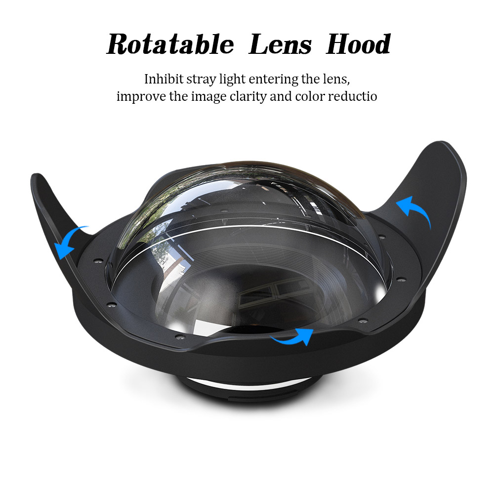 WA006-B  40M/130FT 8" inch wide angle dome port for underwater camera case （φ 90mm* L 40mm）