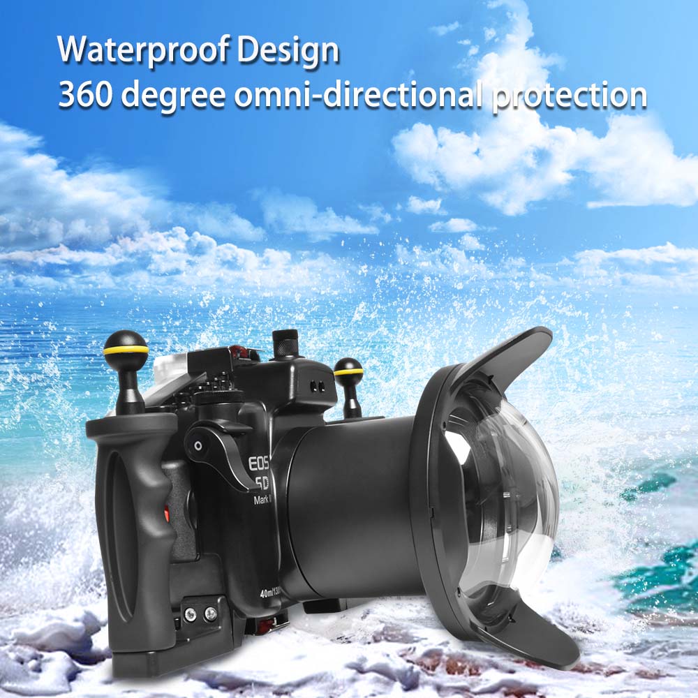 Sea Frogs 40M/130FT Underwater Camera Case For Canon EOS-6D Mark II (6D II) With Dome Port