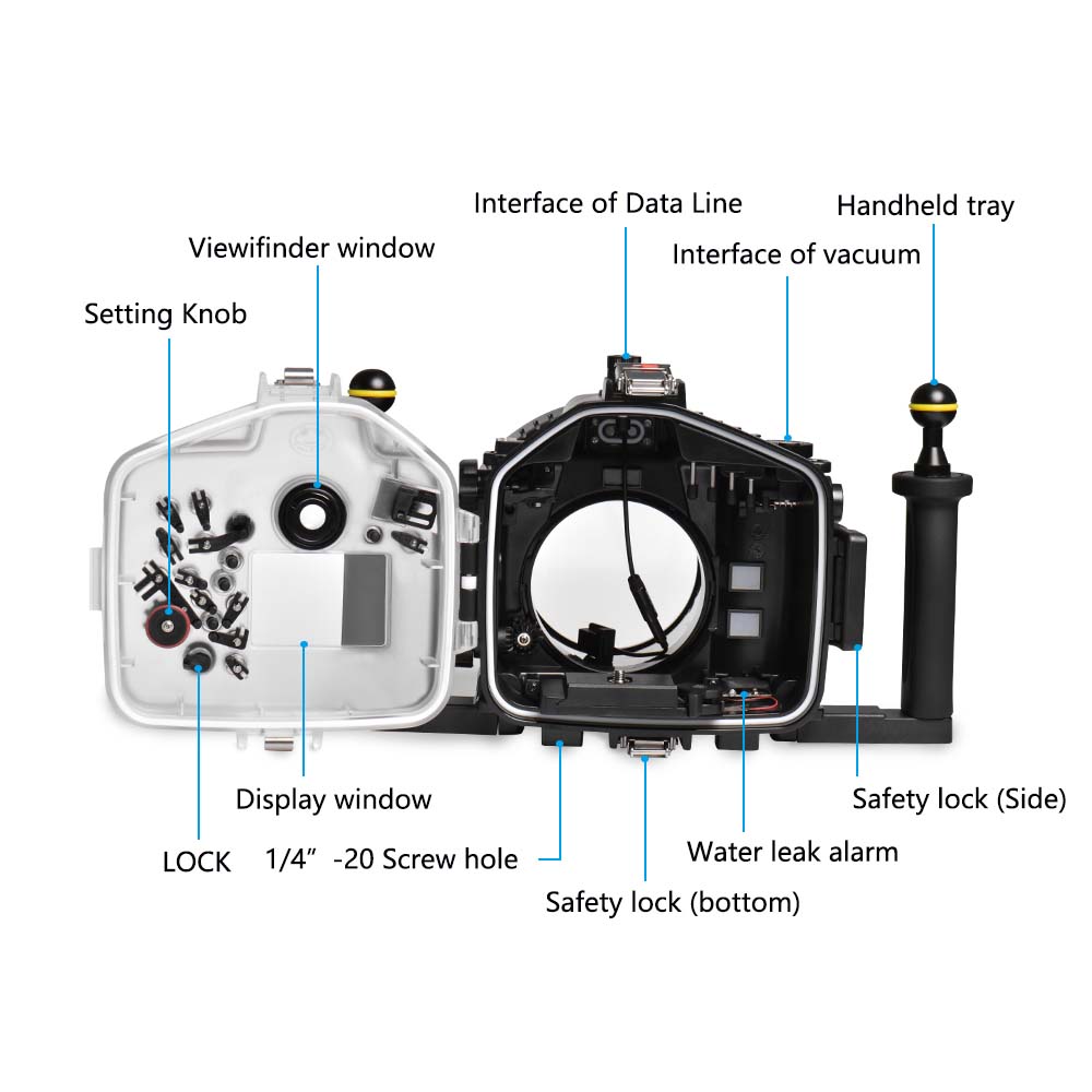 Sea Frogs 40M/130FT Underwater Camera Case For Canon EOS-6D Mark II (6D II) With Long Flat Port