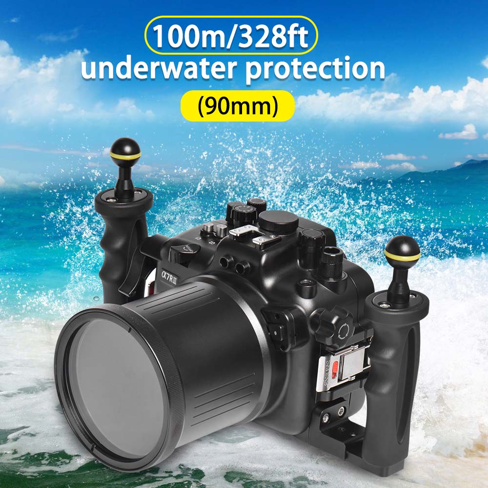[未审核]100M/325FT waterproof case with flat port for Sony A7R-III/A7-III (90mm）