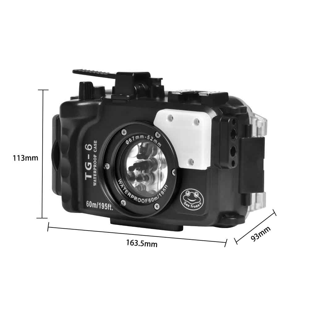 Sea Frogs 60m/195ft Underwater Camera Housing for Olympus TG-6（black）