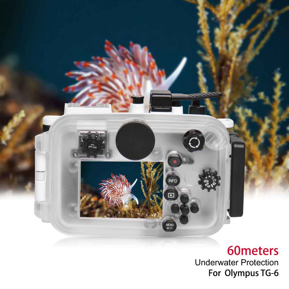 Sea Frogs 60m/195ft Underwater Camera Housing for Olympus TG-6（white）