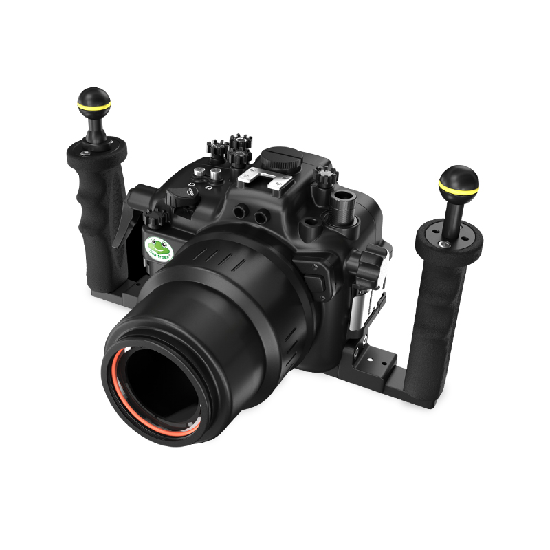100M/325FT Aluminum Alloy Underwater Camera Housing For Sony A7R IV (ILCE-7RM4A) With Long Port (90mm)