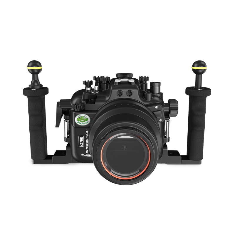 100M/325FT Aluminum Alloy Underwater Camera Housing For Sony A7R IV (ILCE-7RM4A) With Long Port (90mm)
