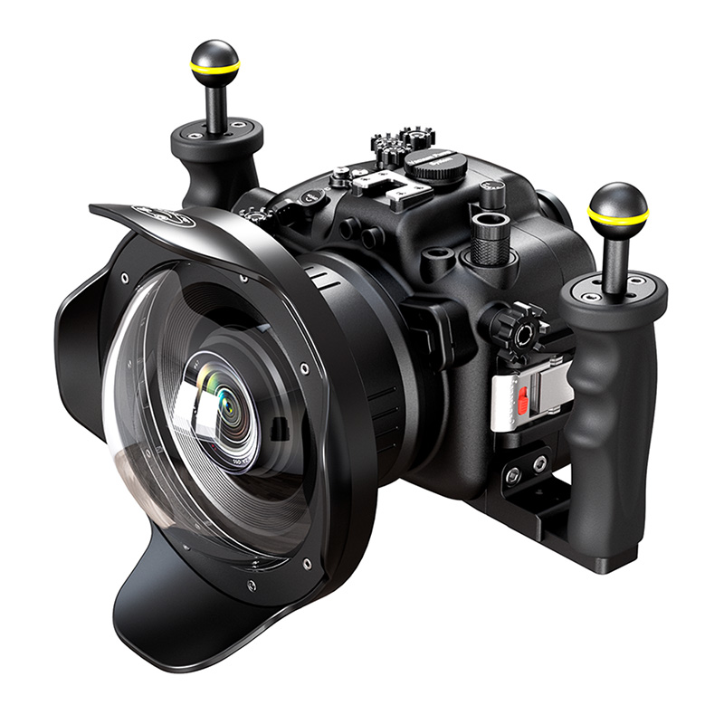 100M/325FT Aluminum Alloy Underwater Camera Housing For Sony A7R IV (ILCE-7RM4A) With Standard Glass Dome Port (16-35mm)