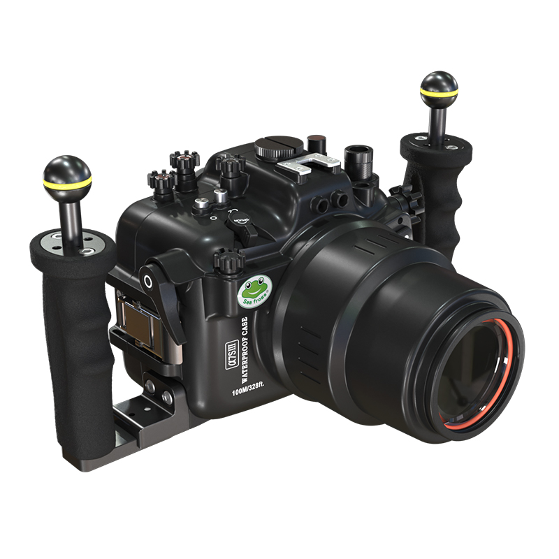 100M/325FT Aluminum Alloy Underwater Camera Housing For Sony A7S III With Long Port (90mm)
