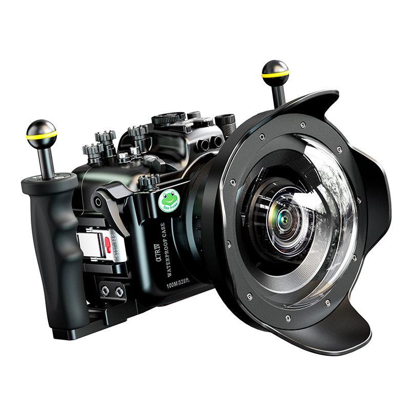 100M/325FT Aluminum Alloy Underwater Camera Housing For Sony A7R IV (ILCE-7RM4A) With Long Dome Port（24-70mm）