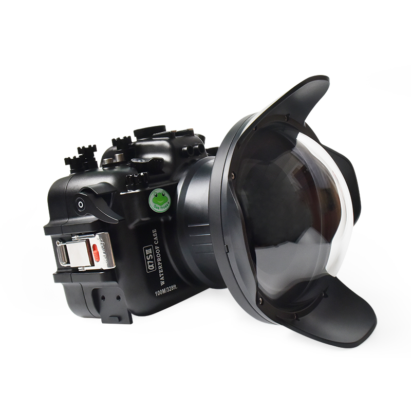 100M/325FT Aluminum Alloy Underwater Camera Housing For Sony A7S III With Long Dome Port