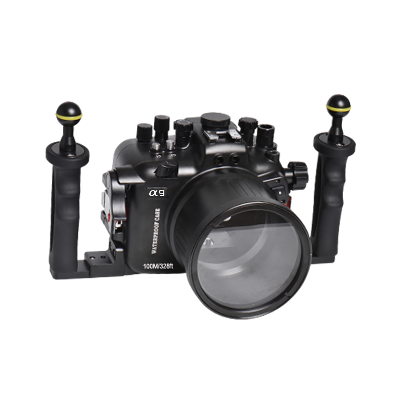 100M/325FT Aluminum Alloy Underwater Camera Housing For Sony A9 With Standard Port (28-70mm)