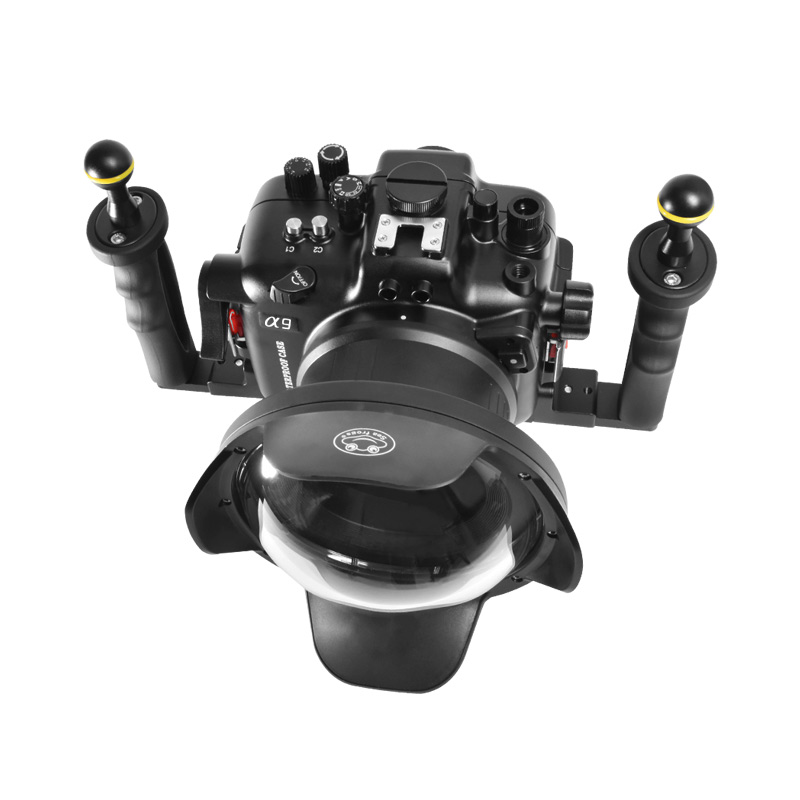 100M/325FT Aluminum Alloy Underwater Camera Housing For Sony A9 With Long Dome Port（24-70mm）