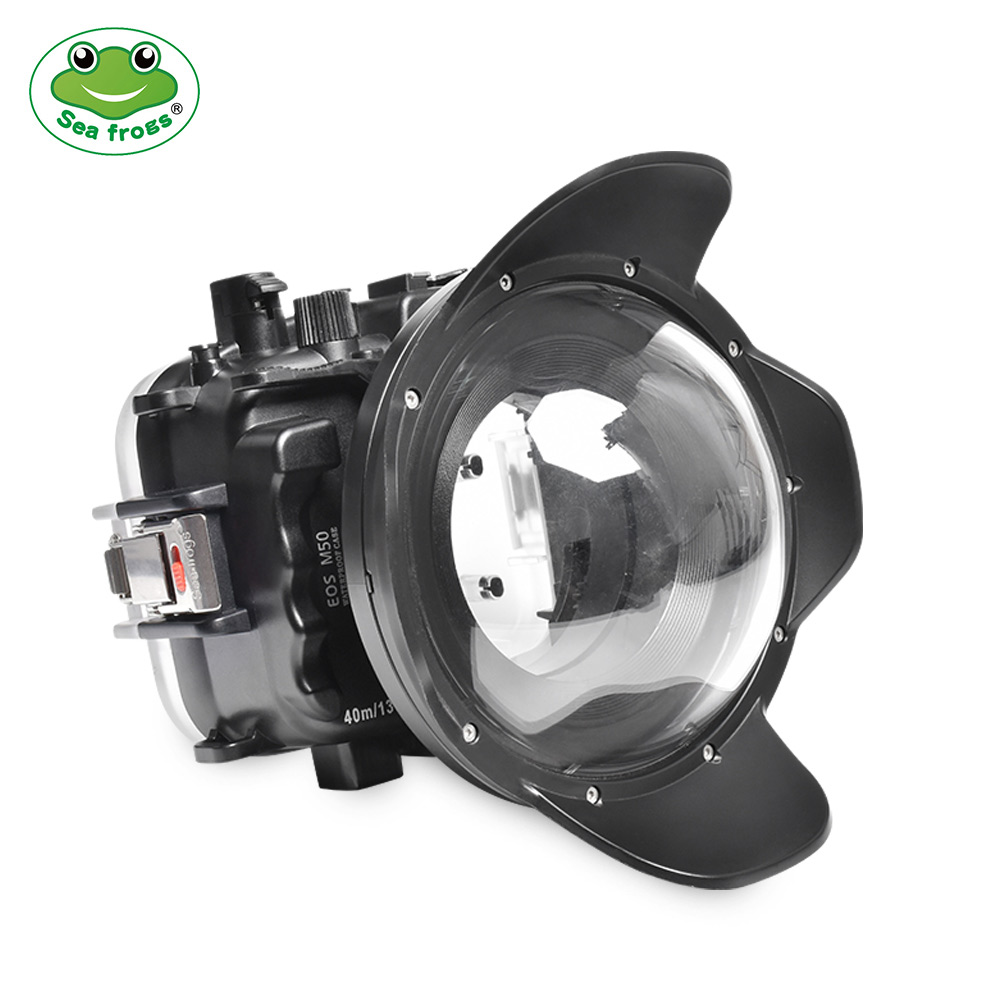 Sea Frogs 40M/130FT Camera Underwater Waterproof Housing For Canon EOS-M50 / EOS-M50 II With Dome Port (22mm/18-55mm/15-45mm/11-22)