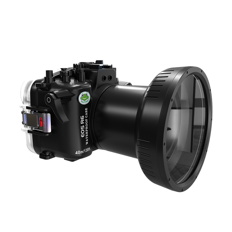 Seafrogs 40M/130FT Underwater Camera Housing For Canon R6 With Flat Port (100mm)