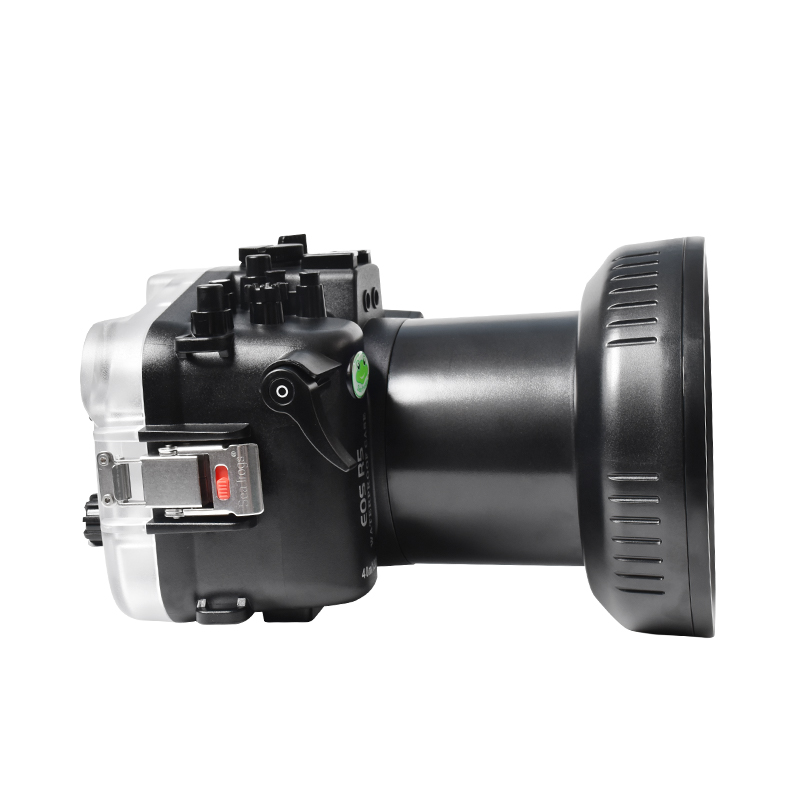 Sea Frogs 40M/130FT Camera Underwater Waterproof Housing For Canon EOS-R5 With Long Flat Port