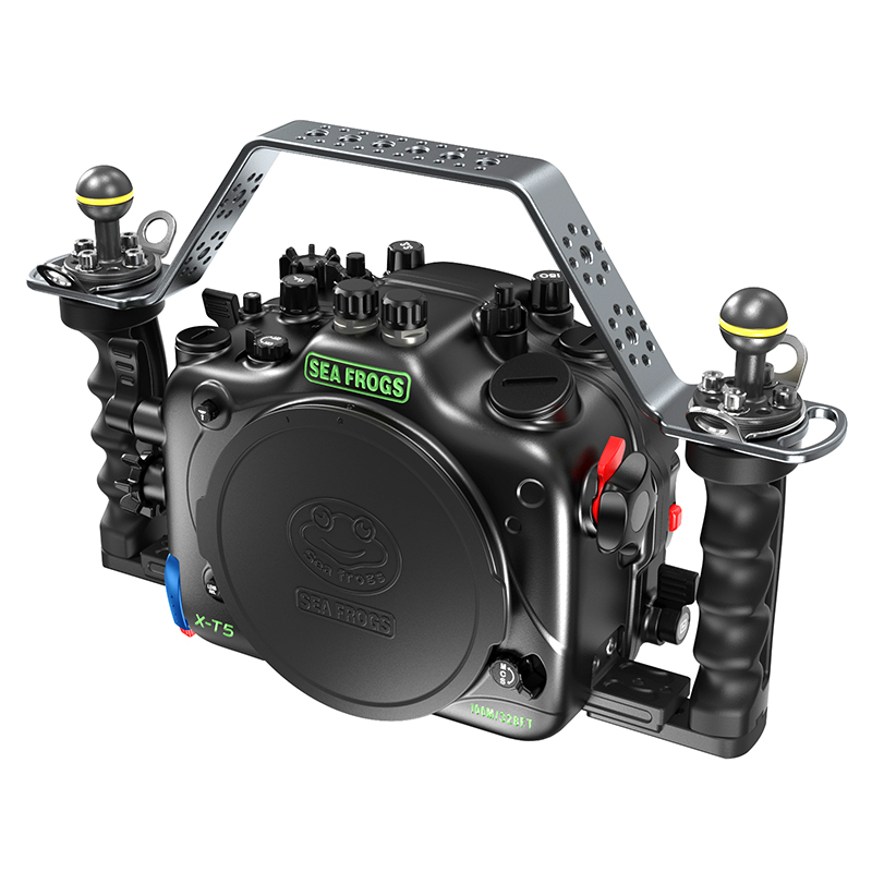 Sea Frogs 100M/328FT Aluminum Alloy Underwater Camera Housing For Fuji X-T5 with Dome Port (Black)