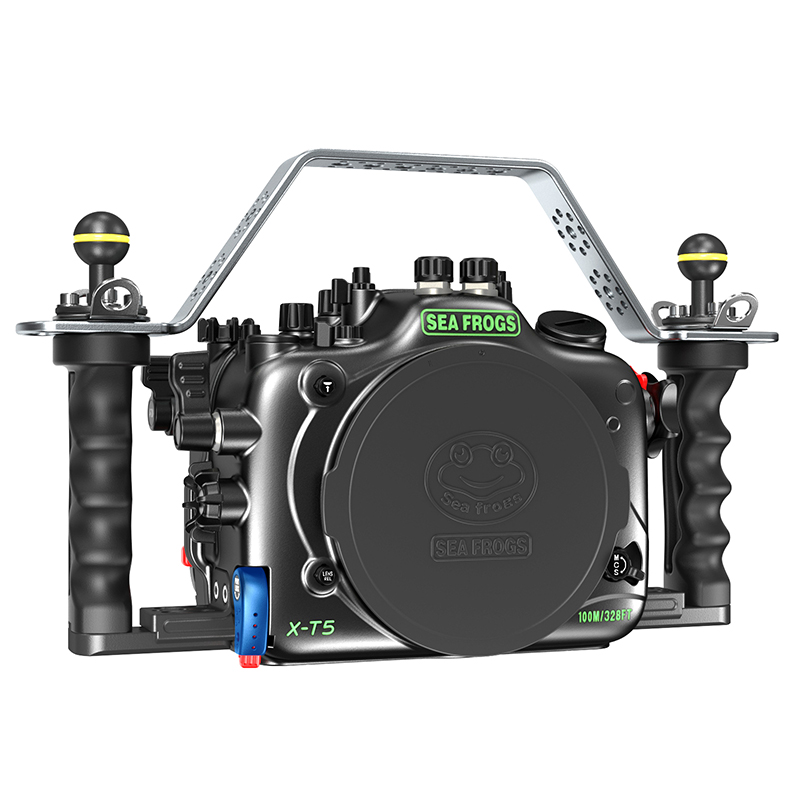 Sea Frogs 100M/328FT Aluminum Alloy Underwater Camera Housing For Fuji X-T5 with Dome Port (Black)