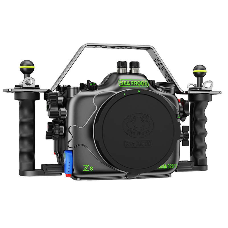 Sea Frogs 100M/328FT  Aluminum Underwater Housing With Glass Dome Port For Nikon Z8（Black）